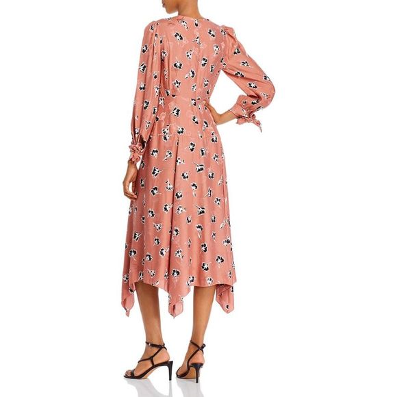 Rebecca Taylor Womens Pink Silk Calf A-Line Midi Dress NWT - Picture 2 of 2